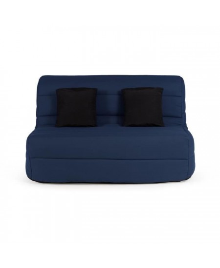 DUNLOPILLO Banquette BZ - Tissu Marine + 2 coussins noir - L 140 x P 99 x H 98 cm - Made in France - ALICE