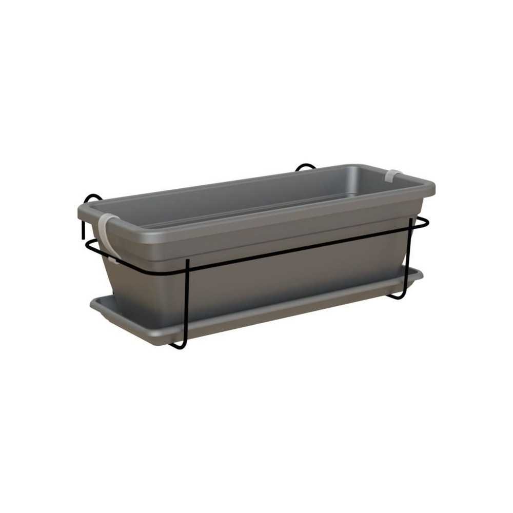 ARTEVASI - Kit balcon Jardinière venezia 50cm anthracite 50 x 19,5 x h16,3 cm - 1,13l