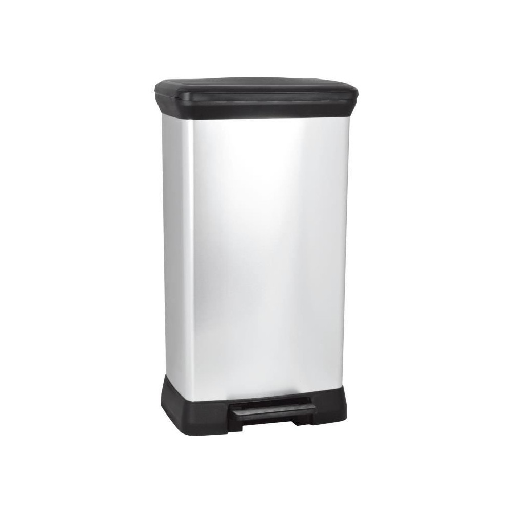 CURVER Poubelle a pédale - 50 litres - Aspect métal - Plastique recy