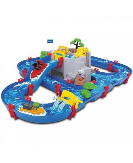 Smoby - Circuit de jeu d'eau AquaPlay - Mountain Lake - 2 bâteaux + 3 figurines animaux - Fabriqué en Allemagne - Dés 3ans