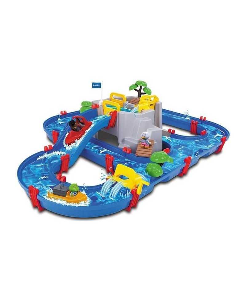 Smoby - Circuit de jeu d'eau AquaPlay - Mountain Lake - 2 bâteaux + 3 figurines animaux - Fabriqué en Allemagne - Dés 3ans