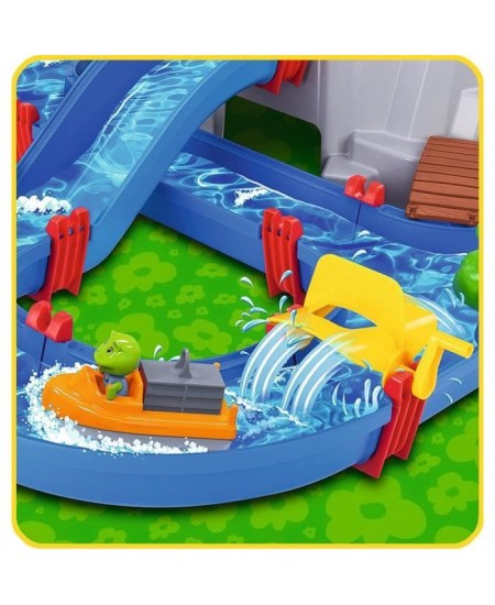 Smoby - Circuit de jeu d'eau AquaPlay - Mountain Lake - 2 bâteaux + 3 figurines animaux - Fabriqué en Allemagne - Dés 3ans