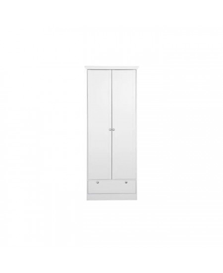 Armoire Landwood - Panneaux de particules et mélaminé - 2 portes - 18 paires - L80 x P39 x H200 cm - Blanc