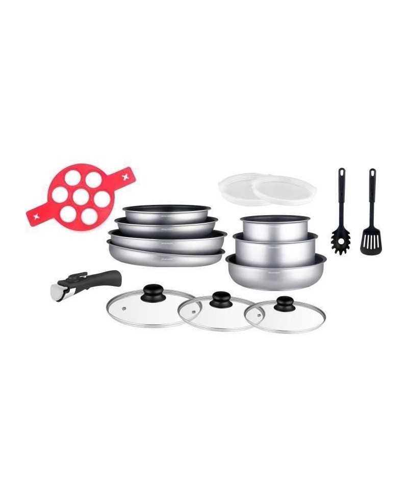 Batterie de cuisine Arthur Martin AM3950 16 pieces - Aluminium - Poignée amovible - Tous feux dont induction