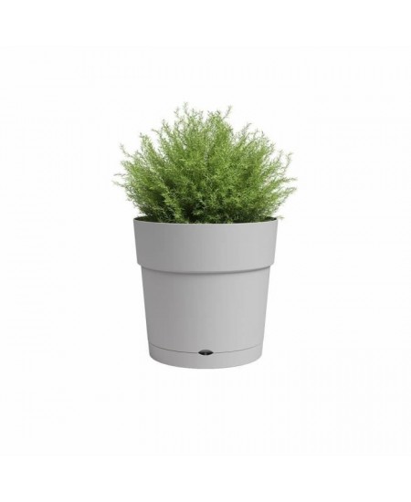 Pot a fleurs et plantes rond CAPRI LARGE - Plastique - Réservoir d'eau - diametre 30 cm - Gris clair - ARTEVASI