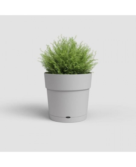 Pot a fleurs et plantes rond CAPRI LARGE - Plastique - Réservoir d'eau - diametre 30 cm - Gris clair - ARTEVASI