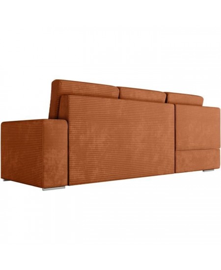 Canapé d'angle gauche convertible ARTEMIS 4 places - Velours côtelé terracotta - L246 x P174 x H96 cm