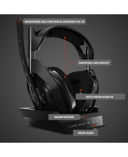 Casque Gamer - Sans fil - Logitech G - A50 - PS5, PS4, PC, MAC - Noir/Argent