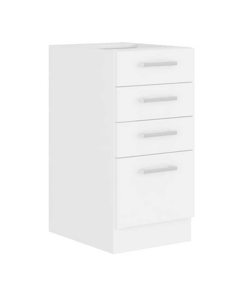 ATLAS Meuble bas 4 tiroirs - Décor blanc - L40 x P52x H82 - Plan de travail non inclus