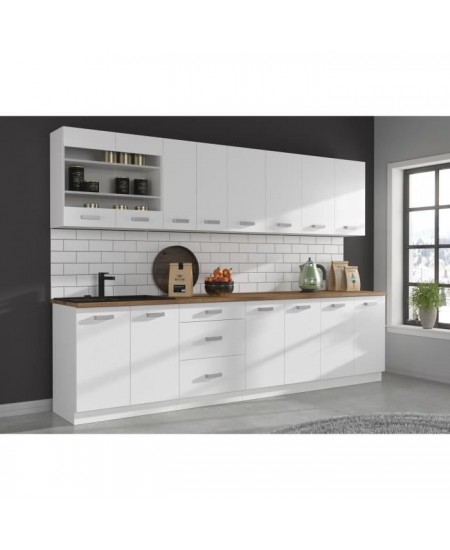 ATLAS Meuble bas 4 tiroirs - Décor blanc - L40 x P52x H82 - Plan de travail non inclus