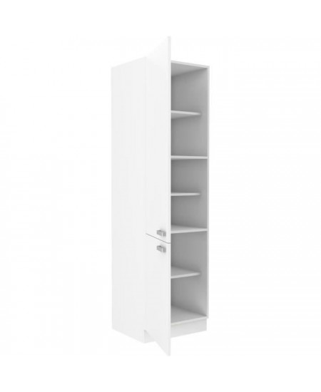 ATLAS Colonne de cuisine 2 portes - L 60 x P 58 x H 210 cm - Décor blanc