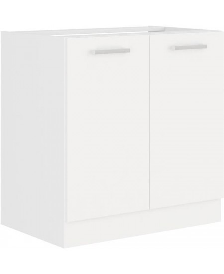 ATLAS Meuble sous-évier 2 portes - L 80 x H 82 x P52 cm - Décor blanc - Plan de travail non inclus