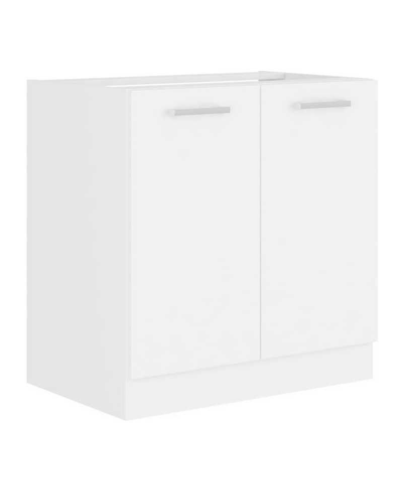 ATLAS Meuble sous-évier 2 portes - L 80 x H 82 x P52 cm - Décor blanc - Plan de travail non inclus