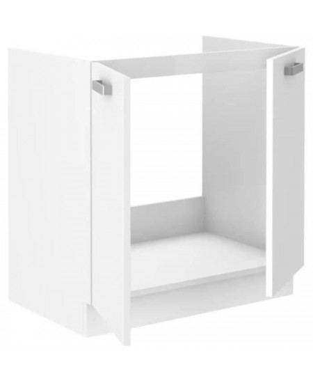 ATLAS Meuble sous-évier 2 portes - L 80 x H 82 x P52 cm - Décor blanc - Plan de travail non inclus