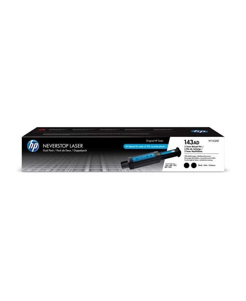 HP 143A Pack de 2 kit de recharge de toners noirs Neverstop authentiques (W1143AD) pour HP Neverstop 1000/1200 series