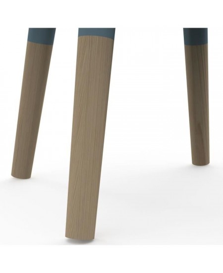 Set 1 table + 2 chaises FIRMIANA - style scandinave - coloris : bleu orage & bois naturel - DEMEYERE