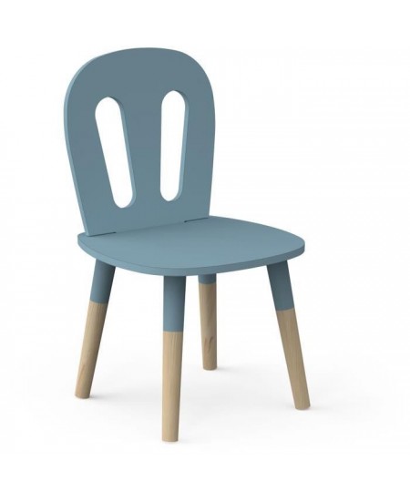 Set 1 table + 2 chaises FIRMIANA - style scandinave - coloris : bleu orage & bois naturel - DEMEYERE