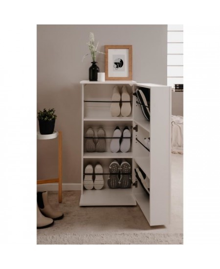 Meuble a chaussures - Finori - Satos - Blanc - 12 Paires - 100 x 110 x 34 cm