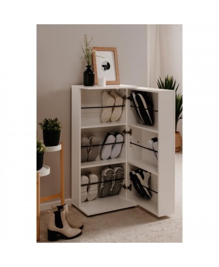 Meuble a chaussures - Finori - Satos - Blanc - 12 Paires - 100 x 110 x 34 cm