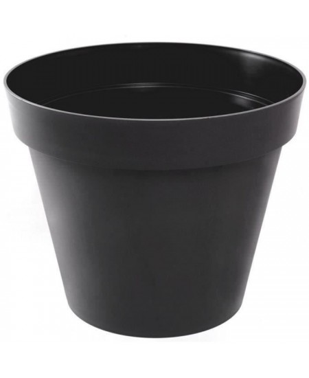 Pot de fleur rond Toscane - EDA PLASTIQUE - Gris anthracite - 30 cm - 10 L - Résistant au gel et aux UV