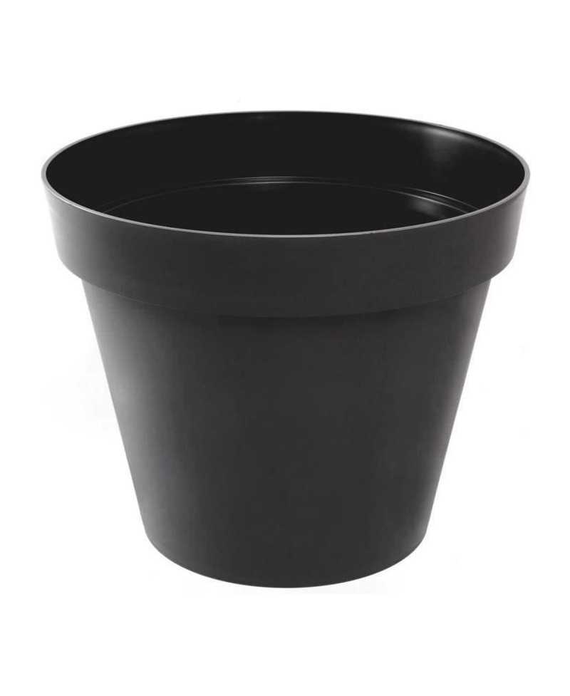 Pot de fleur rond Toscane - EDA PLASTIQUE - Gris anthracite - 30 cm - 10 L - Résistant au gel et aux UV