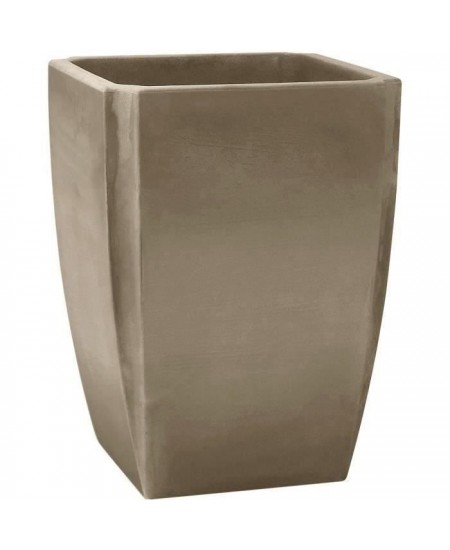 Bac a Arbustes Vase Haut PALMEA 65 L - Double Paroi - Réserve d'Eau Intégrée - 47 x 47 x 65 cm - Taupe - EDA