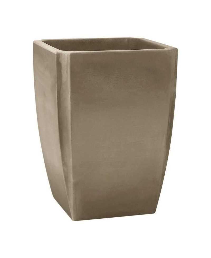 Bac a Arbustes Vase Haut PALMEA 65 L - Double Paroi - Réserve d'Eau Intégrée - 47 x 47 x 65 cm - Taupe - EDA