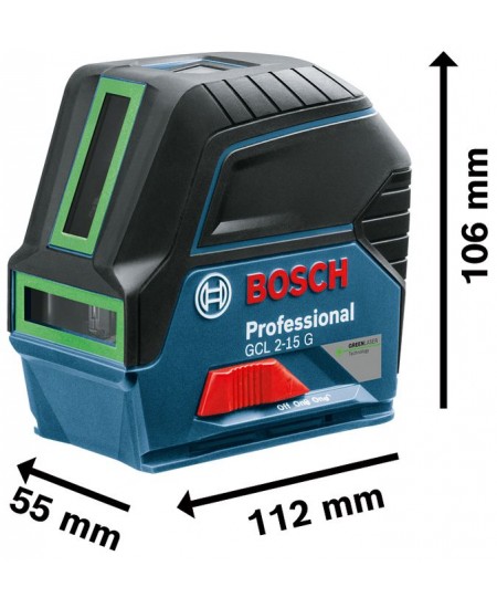 Laser ligne Bosch Professional GCL 2-15 G Portée 15 m + Support rotatif RM1 + Support fixe BM3 - 0601066J00