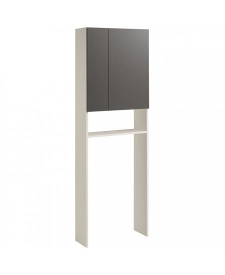 EKIPA Entourage WC 2 portes - Gris ombre et blanc - L 60 x P 22 x 184 cm - VERSA