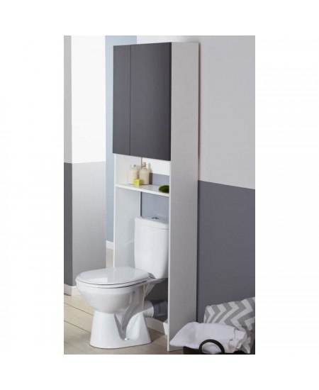 EKIPA Entourage WC 2 portes - Gris ombre et blanc - L 60 x P 22 x 184 cm - VERSA