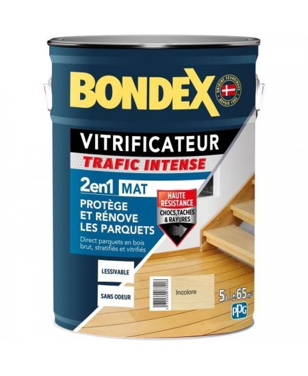 Vitrificateur trafic intense incolore - BONDEX - 446439 - Mat - 5 L