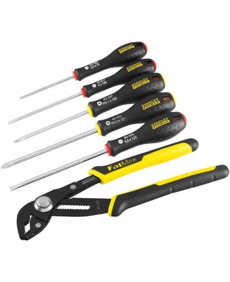 Jeu de 6 Outils - - STANLEY FATMAX - FMHT0-62639 - Pince Multiprise a Verrouillage 250 mm + Tournevis Electricien + Phillips