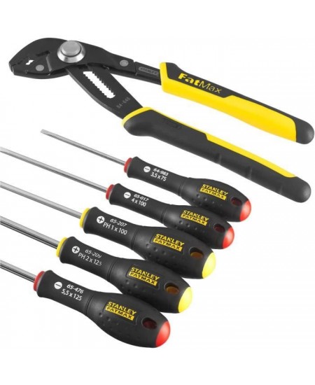 Jeu de 6 Outils - - STANLEY FATMAX - FMHT0-62639 - Pince Multiprise a Verrouillage 250 mm + Tournevis Electricien + Phillips