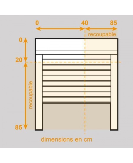 Volet roulant H120 cm x L100 cm en aluminium recoupable en largeur et hauteur - Manoeuvre électrique filaire - Coloris Blanc -