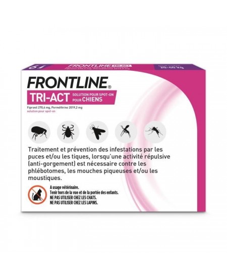 FRONTLINE Tri-Act Chiens L - 20 a 40 kg - 6 pipettes  - puces, tiques, moustiques, phlébotomes et mouches piqueuses