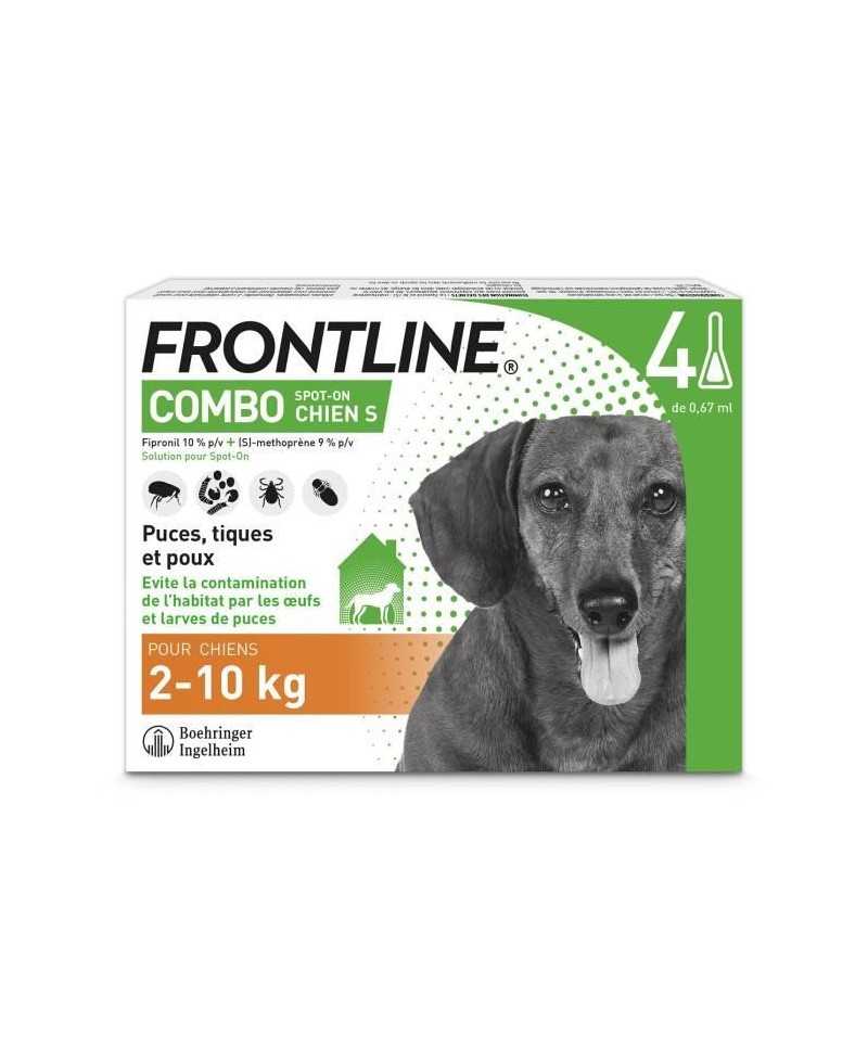 FRONTLINE Combo Chien S - 2 a 10 kg - 4 Pipettes - Puces tiques et poux