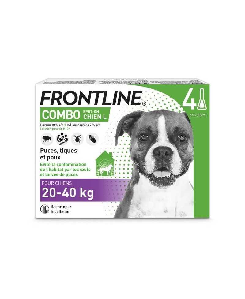 FRONTLINE Combo Chien L - 20 a 40 kg - 4 Pipettes - Puces tiques et poux