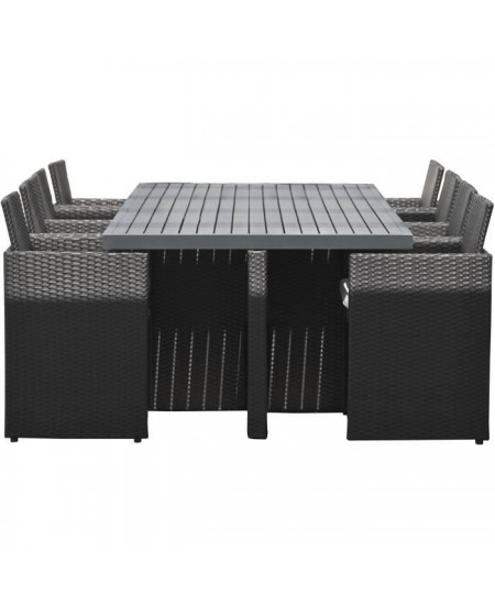 Ensemble repas de jardin encastrable - Noir - Résine tressée et plateau aluminium - 8 places - PVC-8-ALU-N - DCB GARDEN