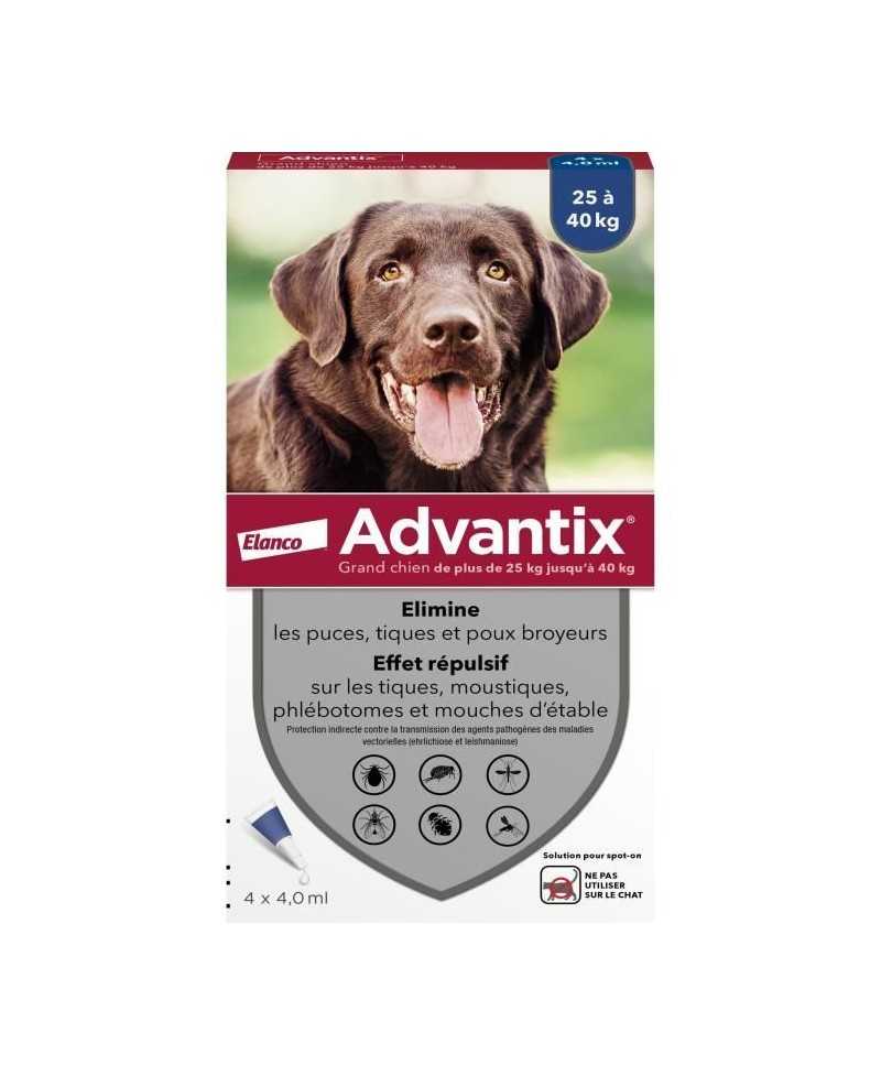 Advantix Chien Solution Antiparasitaire Grande Race 25 a 40kg 4 pipettes