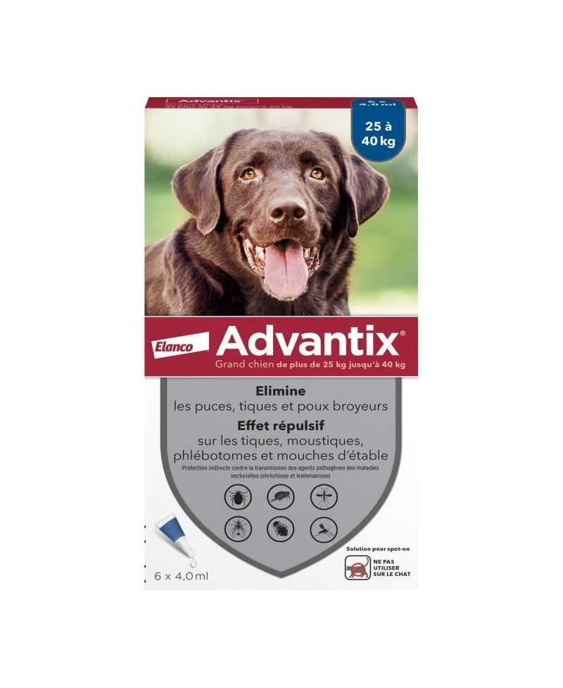 ADVANTIX Chien Solution Antiparasitaire Grande Race 25 a 40kg 6 pipettes