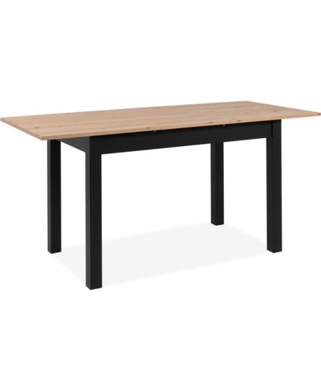 Table extensible Coburg - Décor chene artisan et noir - Allonge de 40 cm - L120/160 x H76,5 x P70 cm