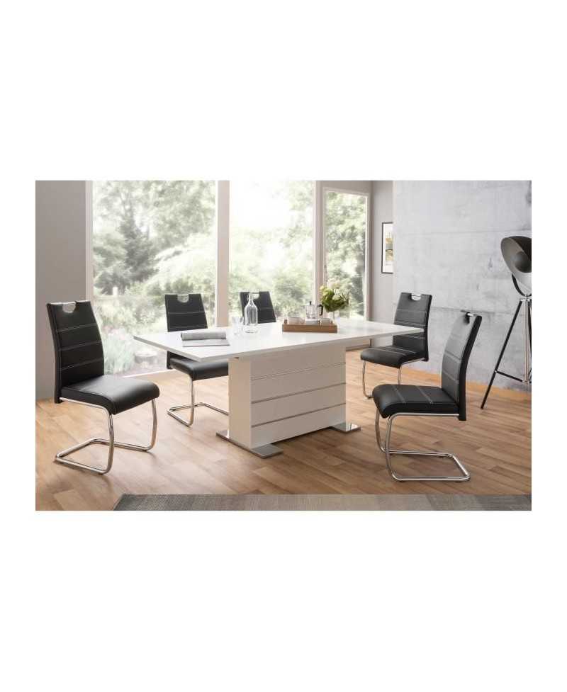 Table extensible 6-8 personnes - Rectangulaire - Panneaux de particules mélaminés- Mantova - Blanc et alu - L 160- 200 x P90 x