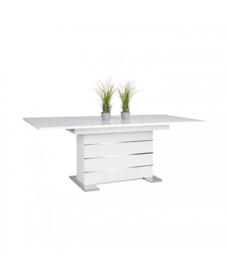 Table extensible 6-8 personnes - Rectangulaire - Panneaux de particules mélaminés- Mantova - Blanc et alu - L 160- 200 x P90 x