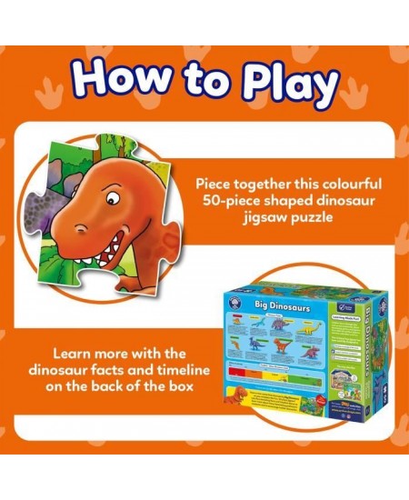 Puzzle Les dinosaures - ORCHARD - 50 pieces - Développe la coordination et les compétences observationnelles