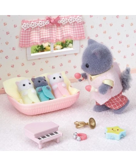 SYLVANIAN FAMILIES - Triplés chat persan - Mini-univers - Rose - Pour enfant - 3 ans et plus