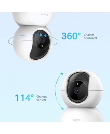 Caméra Surveillance WiFi - TP-Link Tapo C200 - 1080P avec 360° PTZ - Vision Nocturne Détection de Mouvement - pour bébé ou