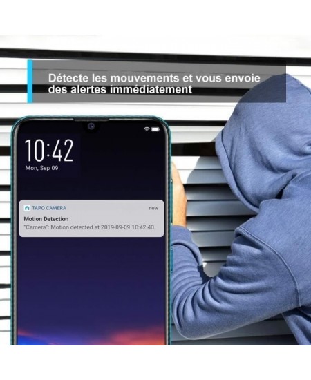 Caméra Surveillance WiFi - TP-Link Tapo C200 - 1080P avec 360° PTZ - Vision Nocturne Détection de Mouvement - pour bébé ou