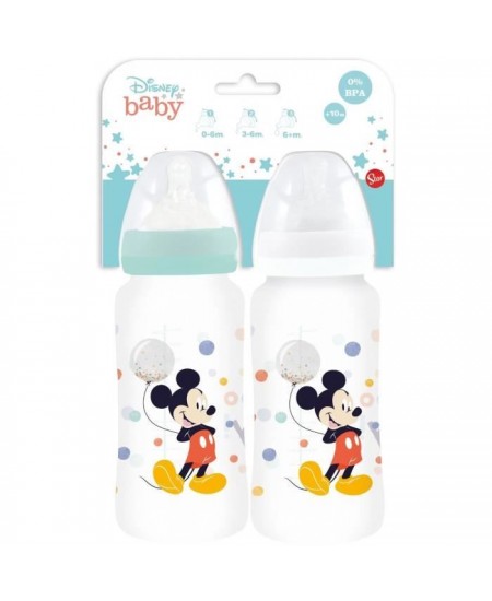 Lot de 2 biberons THERMOBABY MICKEY COOL - 360ml - Anti coliques - Débit 3 positions