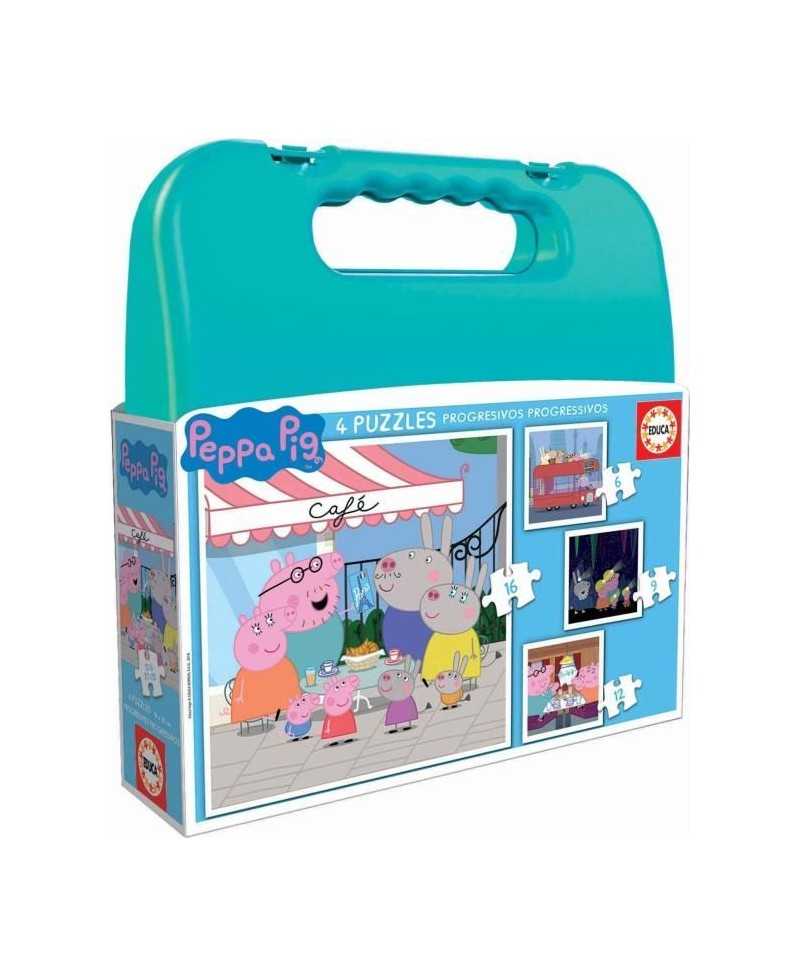 Puzzle Progressif Peppa Pig - Malette de 4 puzzles - 12 a 25 pieces - Educa