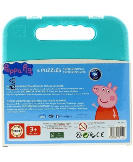 Puzzle Progressif Peppa Pig - Malette de 4 puzzles - 12 a 25 pieces - Educa